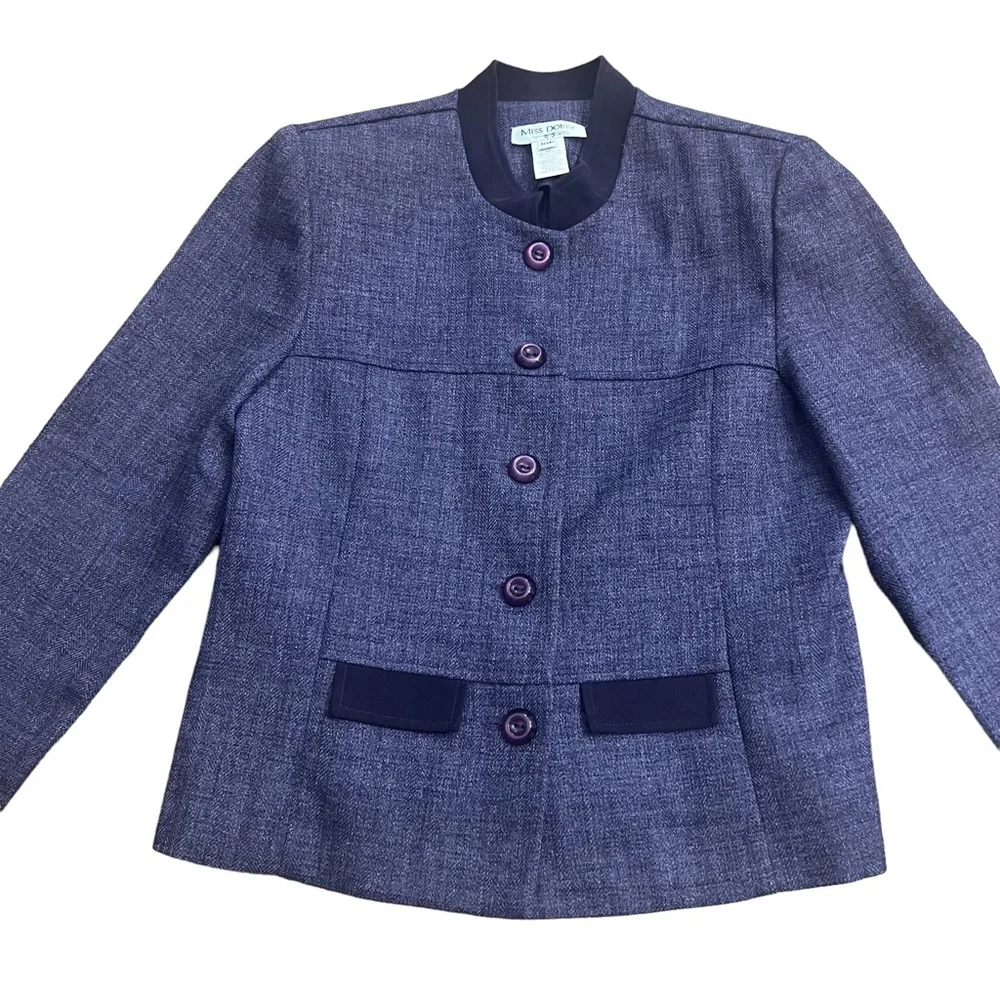 1980’s Vintage Chic Structured Purple Blazer with‎ Button Down Front, Medium 10P